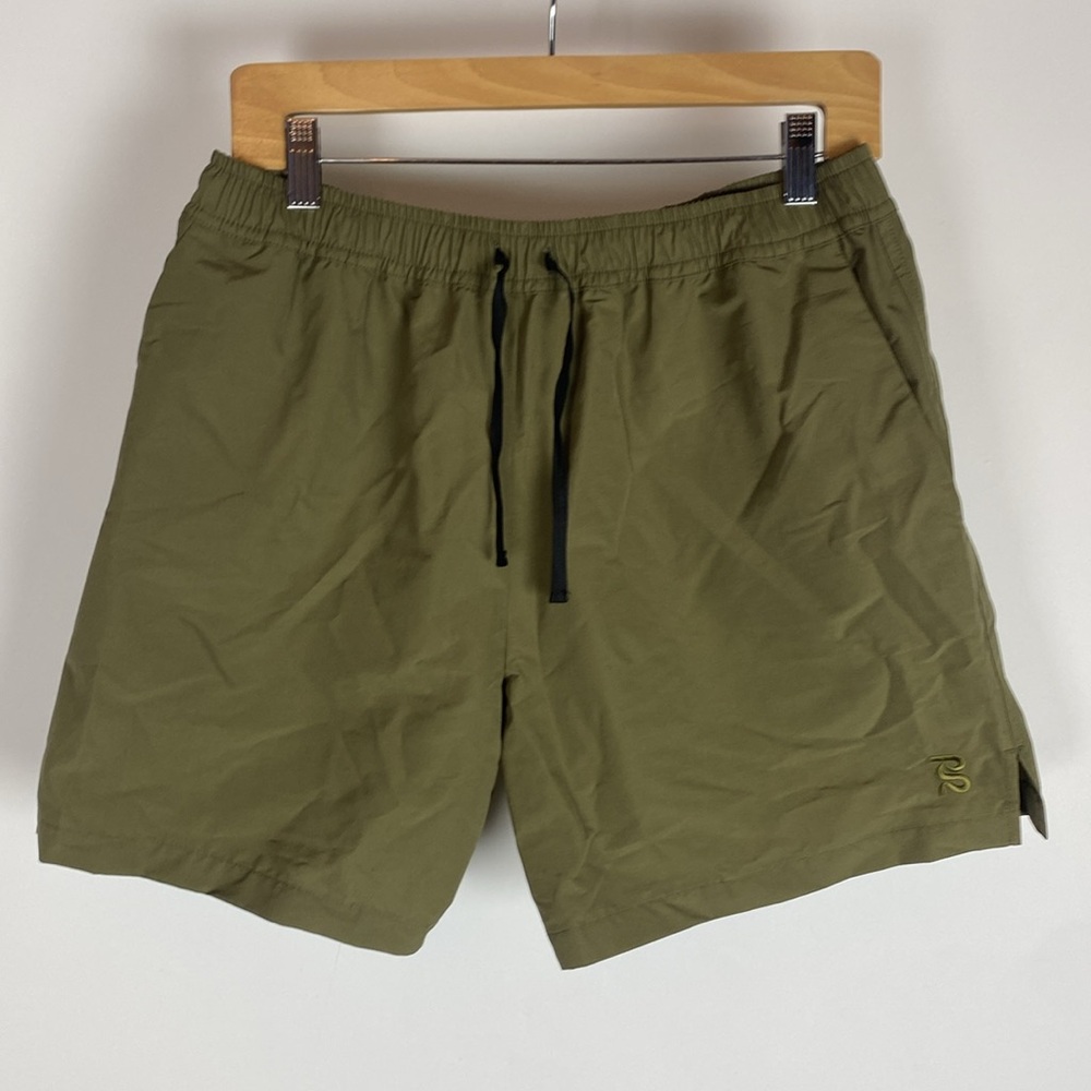 Green Athletic Shorts with Drawstring Waistband